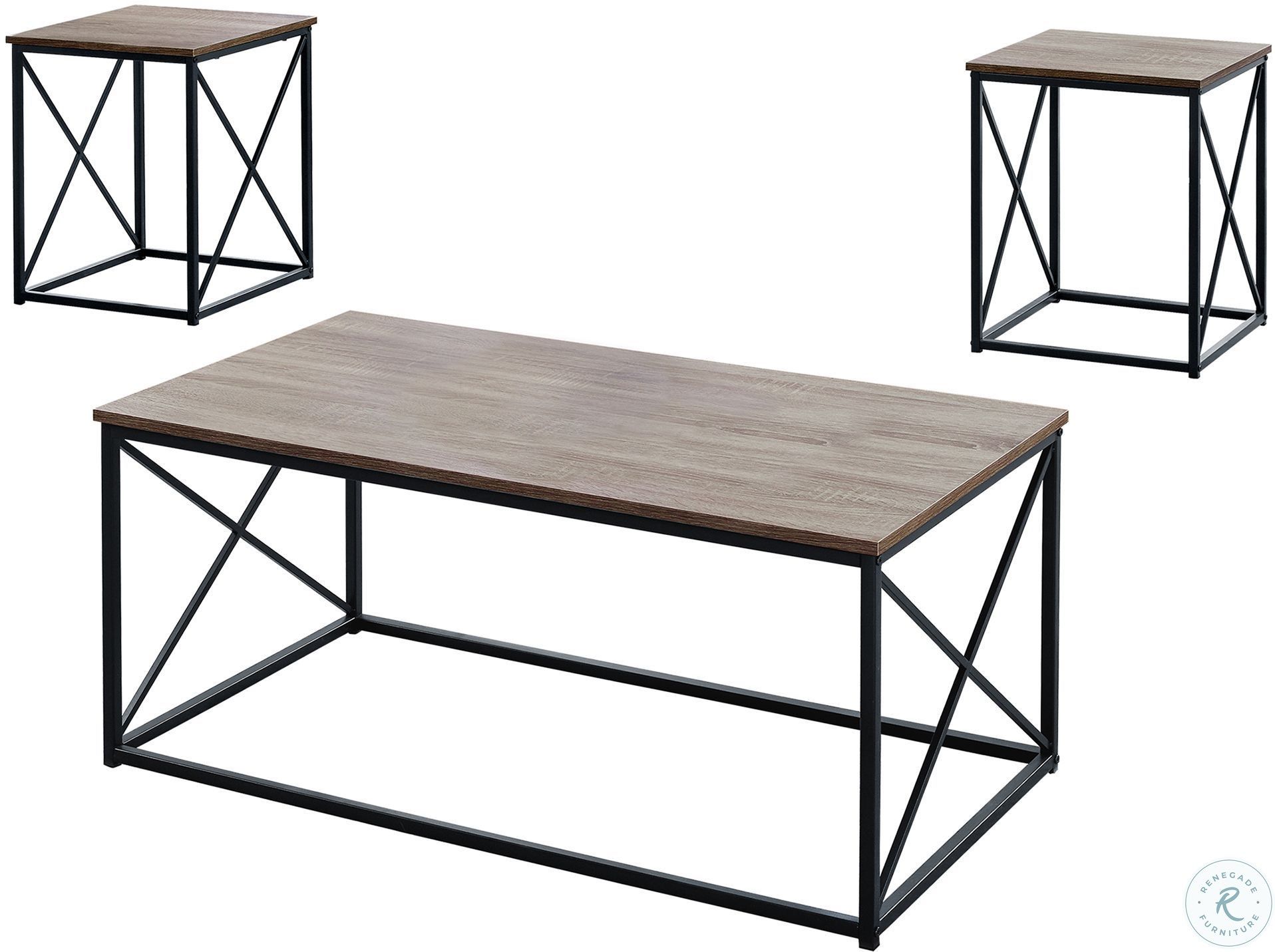 Dark Taupe And Black 3 Piece Occasional Table Set From Monarch ... in Elevate Your Space The Charm of Taupe Reclaimed Wood and Black Metal Table Sets