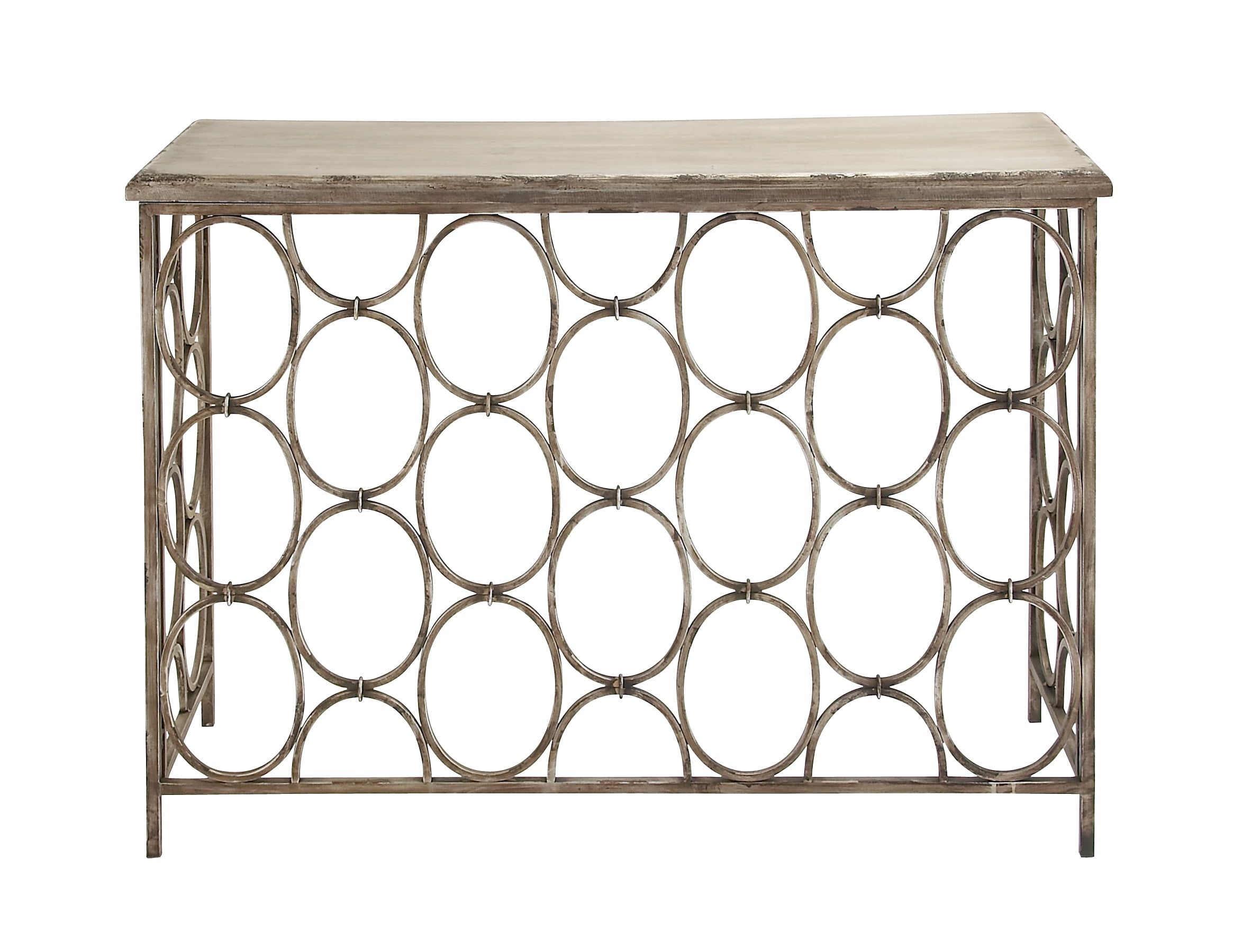 Decmode Contemporary 33 X 43 Inch Distressed Gold Rectangular Console ... intended for 43" Clear And Gold Glass Console Table With Storage