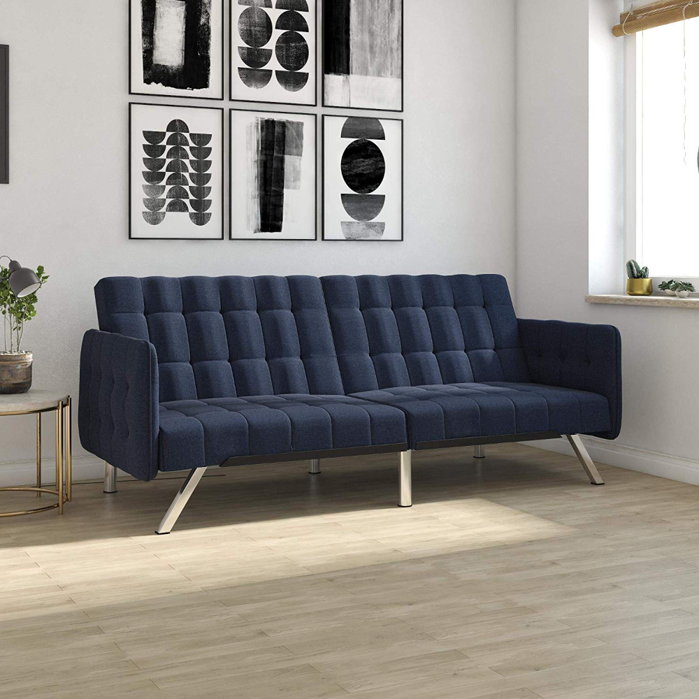 Dhp Emily Convertible Futon And Sofa Sleeper, Modern Style With Tufted Cushion, Arm Rests And ... within From Couch to Comfort The Seamless Transition of a Convertible Sleeper Sofa