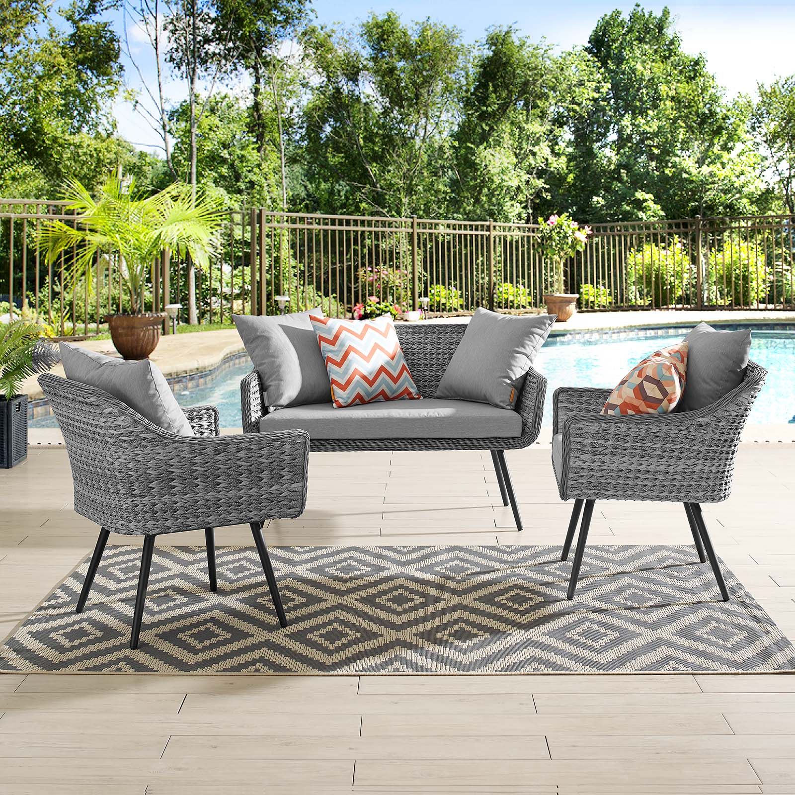 Endeavor Gray 3 Piece Outdoor Patio Wicker Rattan Sectional Sofa Set ... in Bringing Comfort and Style Home with the Endeavor Patio Collection