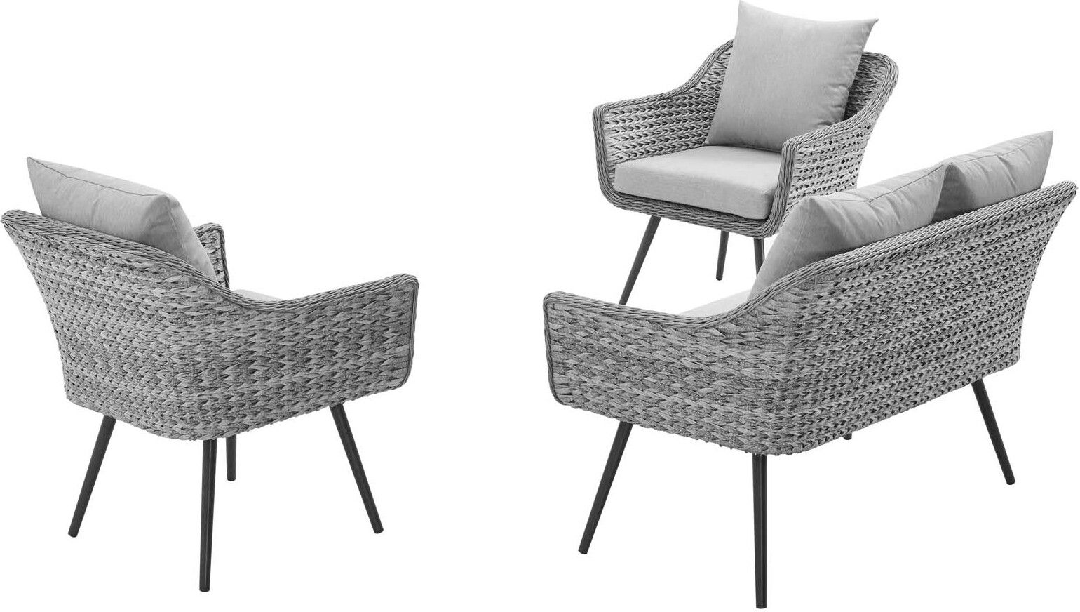 Endeavor Gray 3 Piece Outdoor Patio Wicker Rattan Sectional Sofa Set ... within Bringing Comfort and Style Home with the Endeavor Patio Collection