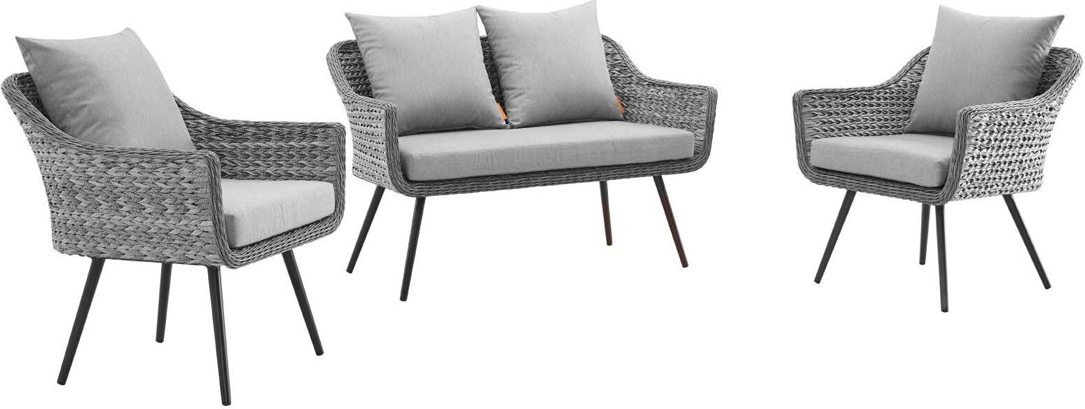 Endeavor Gray 3 Piece Outdoor Patio Wicker Rattan Sectional Sofa Set ... within Bringing Comfort and Style Home with the Endeavor Patio Collection