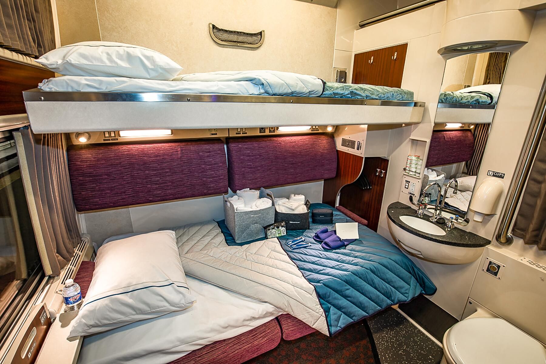 Everything You Need To Know Before Booking An Amtrak Sleeper inside Sleeper Loveseat In Padded Chenille Fabric With Storage &amp; Bold Pattern, Beige