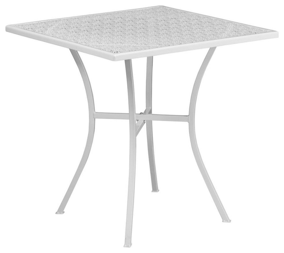 Flash Furniture 28" Square Indoor/Outdoor Steel Patio Table ... in 28'' Square White Indoor-Outdoor Steel Folding Patio Table Set