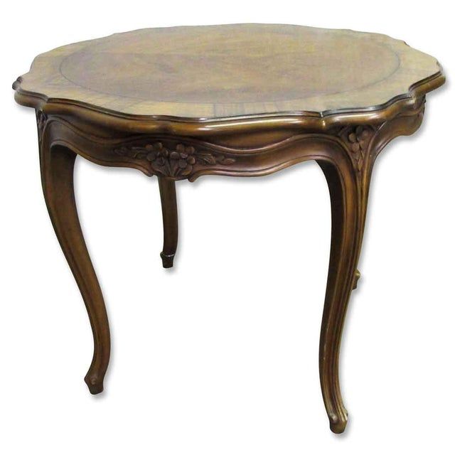 Floral Carved Wood Coffee Table | Chairish inside 30" Round 2 Piece Wood Coffee Table Set Carved Floral Design Antique White