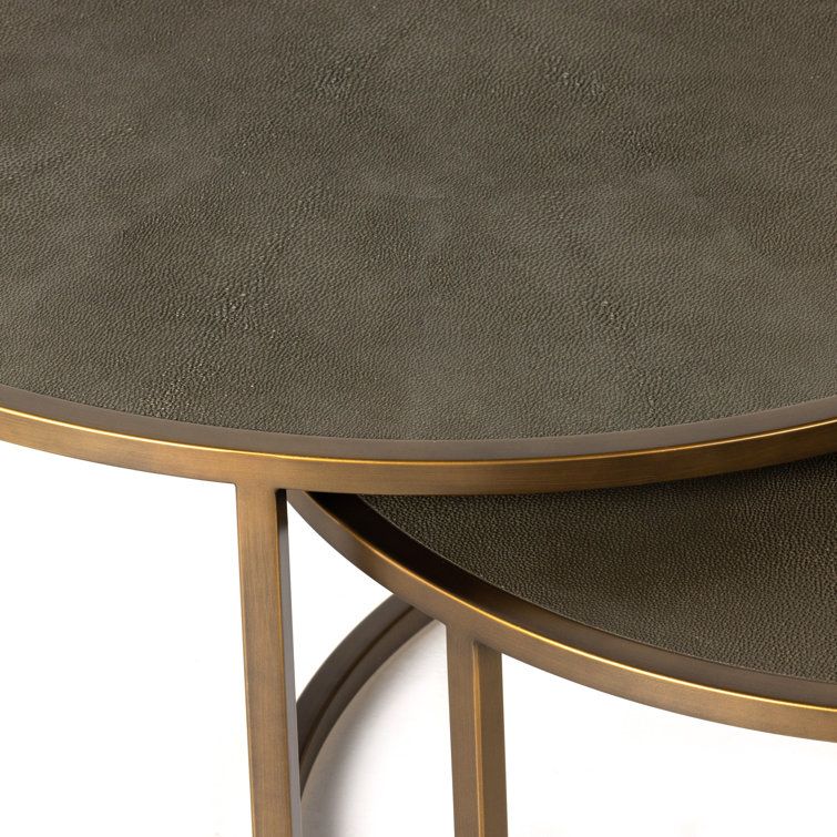 Four Hands Shagreen Nesting Coffee Table & Reviews | Perigold throughout A Closer Look at the Anza Faux Shagreen Coffee Table Set Chronicle Gray