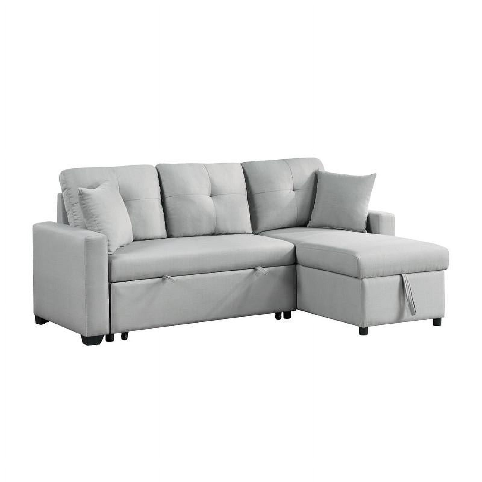 Francine Comfy Sleep Couch: Gray Linen Fabric Convertible Sectional ... inside Transform Your Living Space with the Maklaine Gray Linen Sleeper Sofa