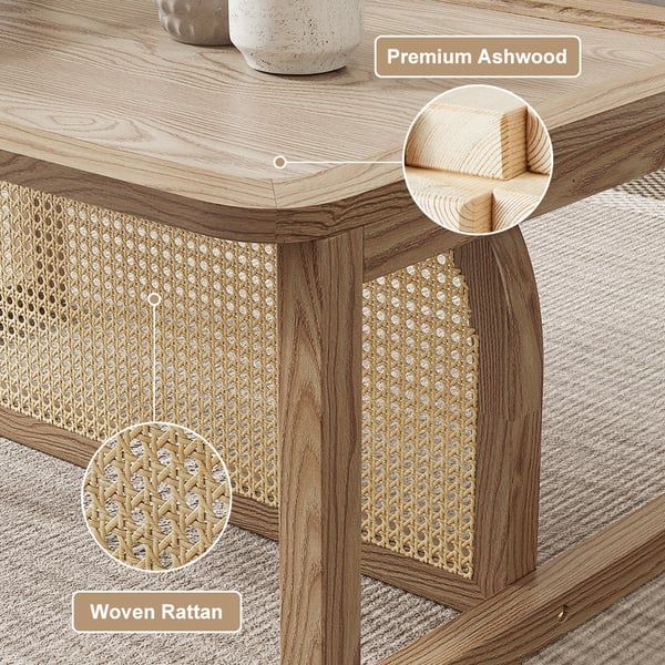Free Shipping On Modern 2 Piece Nesting Rattan Wood Coffee Table Set In ... within Amaya Natural Rattan 2-Piece Nesting End Table Set