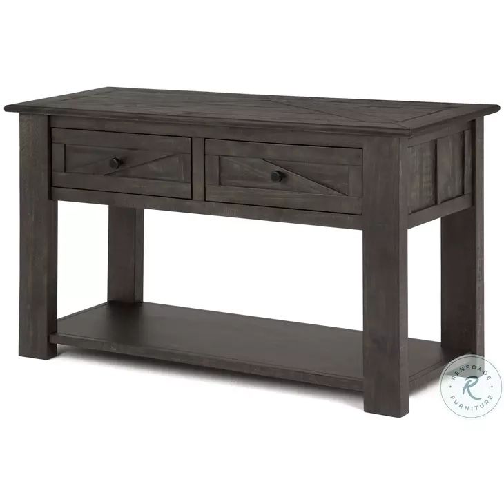 Garrett Weathered Charcoal Wood Occasional Table Set From Magnussen ... pertaining to Magnussen Garrett Console Table In Weathered Charcoal