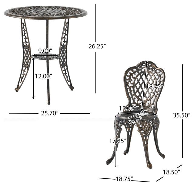 Gdf Studio 3-Piece Modena Outdoor Cast Aluminum Bistro Set ... in Aesthetic and Durable Outdoor Living The Tripoli Set Experience