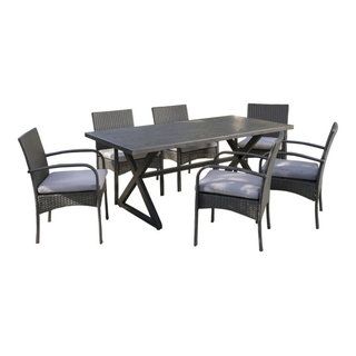 Gdf Studio 7-Piece Ashley Outdoor Aluminum Dining Set With Wicker ... throughout Creating an Inviting Outdoor Dining Space with Your GDF Studio Ashley Set