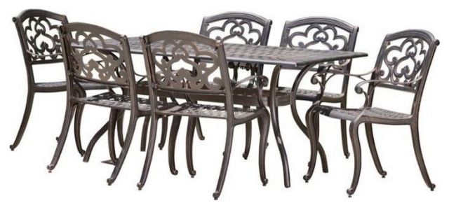 Gdf Studio 7-Piece Augusta Outdoor Patina Copper Cast Aluminum Dining ... with Gdf Studio 5-Piece Augusta Outdoor Patina Copper Cast Aluminum Dining Set