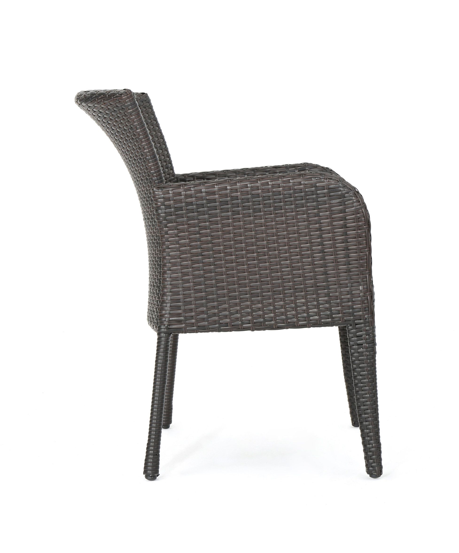Gdf Studio 7-Piece Delgado Outdoor Dining, Wood Table With Wicker Chairs Set - Tropical ... pertaining to Gdf Studio 7-Piece Outdoor Dining Set, Table &amp;amp; Stackable Chairs, Orange/Brown