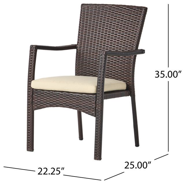 Gdf Studio 7-Piece Goodman Outdoor Dining Set With Brown Wood Table And Chair - Tropical ... with regard to Gdf Studio 7-Piece Taft Outdoor Dining Set With Dark Brown Wood Table And Chairs