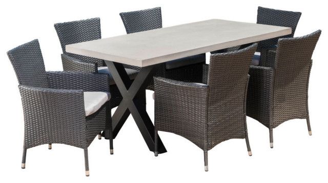 Gdf Studio 7-Piece Sanscar Outdoor Dining Set With Light-Weight ... in Creating Memorable Outdoor Meals with the Lorelei 7-Piece Set