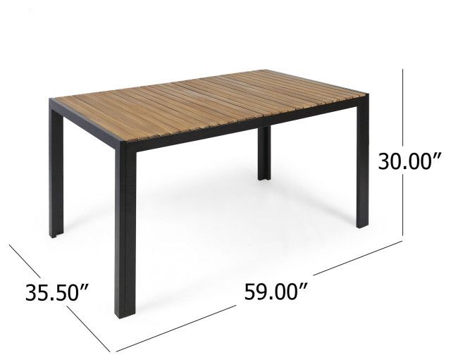 Gdf Studio Julia Outdoor 6-Seater Rectangular Acacia Wood And Wicker ... regarding Gdf Studio Avalon Outdoor 6-Seater Rectangular Acacia Wood Dining Set, Teak