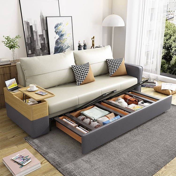 Gray Air Leather Convertible Sleeper Sofa Bed With Storage And Lift-Top ... intended for A Deep Dive into the Comfort and Style of the Radella Gray Linen Sofa
