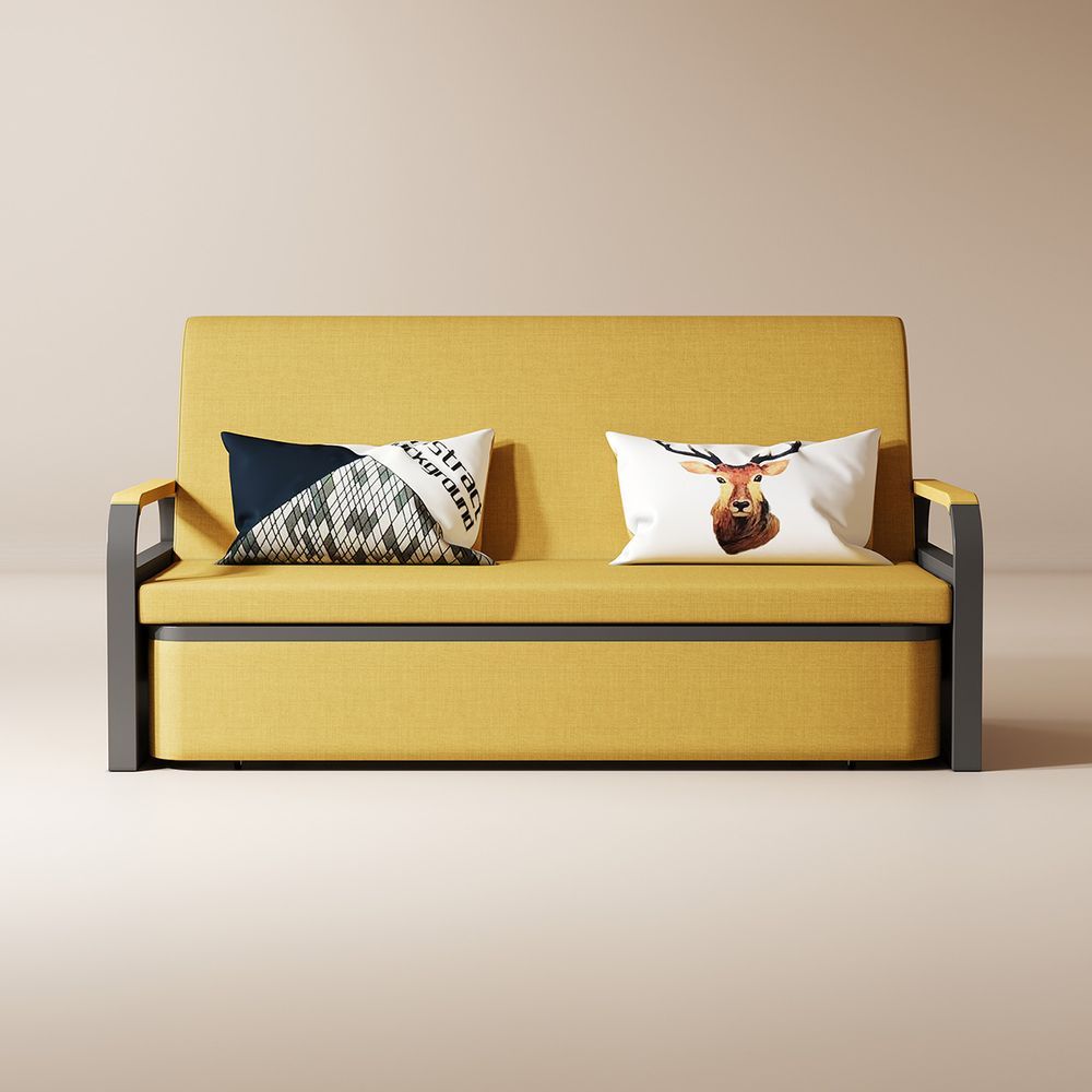 Hernest | Modern Convertible Linen Yellow Sofa Bed With Storage intended for Convertible Sofa Bed In Stitched Polyester With Storage & Pillows, Gray
