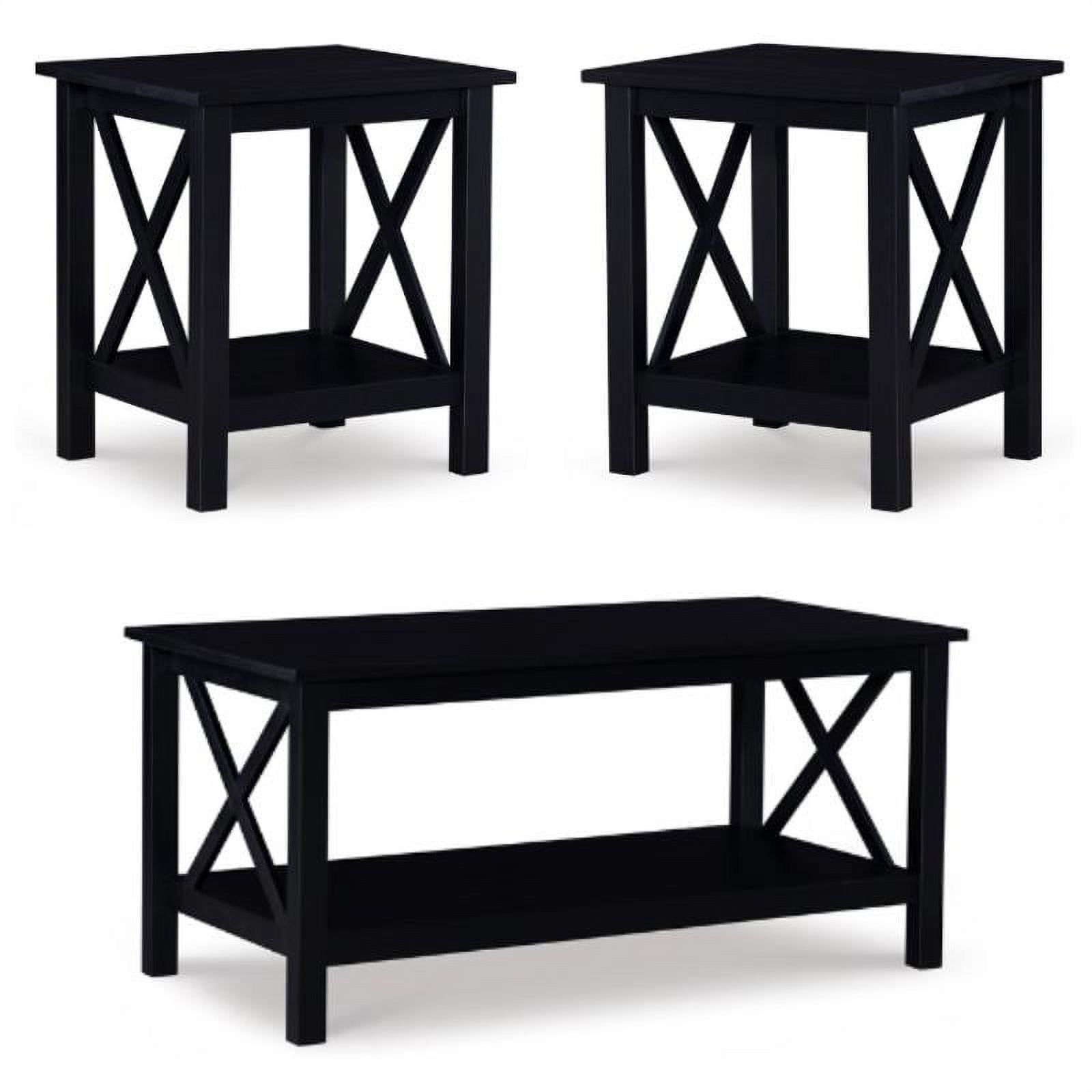 Home Square 3-Piece Set With Coffee Table And 2 End Tables In Black - Walmart.com regarding Maysville Table Set, Coffee Table And 2 End Tables, Black