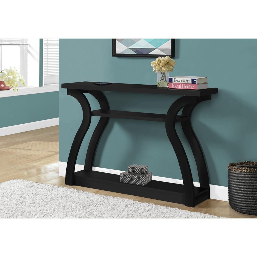Homeroots 11.5" X 47.25" X 32" Black Hollow Core Particle Board Accent Table Hall Console ... throughout Homeroots 32.5" Particle Board Accent Table With Black Legs