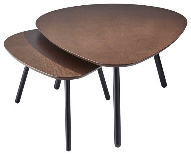 Homeroots 30.71" X 41.34" X 17" Walnut Nesting Coffee Table - Industrial - Coffee Table Sets ... within Homeroots 30.71" X 41.34" X 17" Walnut Nesting Coffee Table