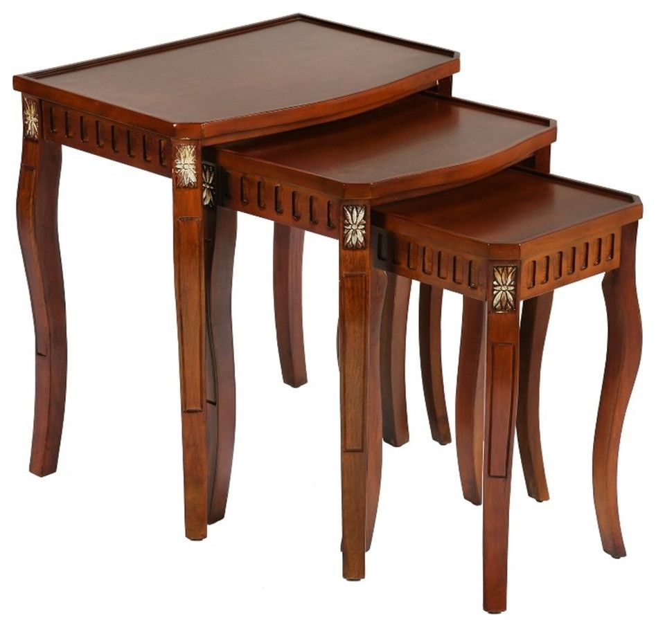 Homycasa 23" Tall Modern Solid Wood Nesting Tables In Brown ... inside How Alanna Solid Wood Nesting Tables Elevate Your Living Space
