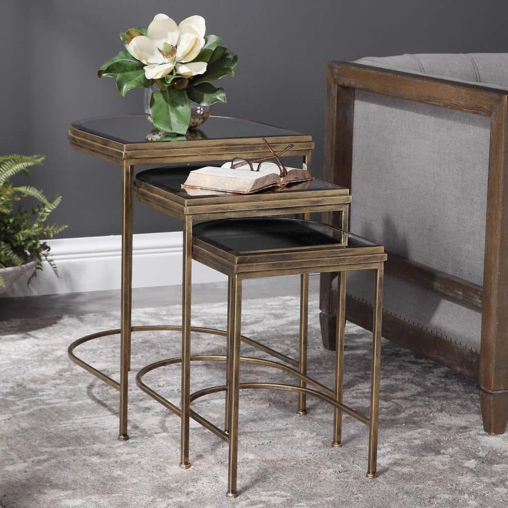 India Antique Gold Nesting Tables (Set Of 3) By Uttermost - Concepts ... with Beverly Nesting Tables, Antique Gold, Gold