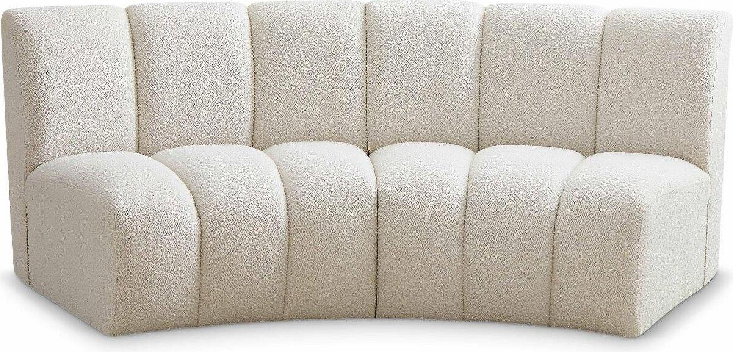Infinity 2-Piece Boucle Fabric Modular Sectional In Cream By Meridian ... intended for Beyond the Basics Understanding Your 2-Piece Modular Creamy White Sofa