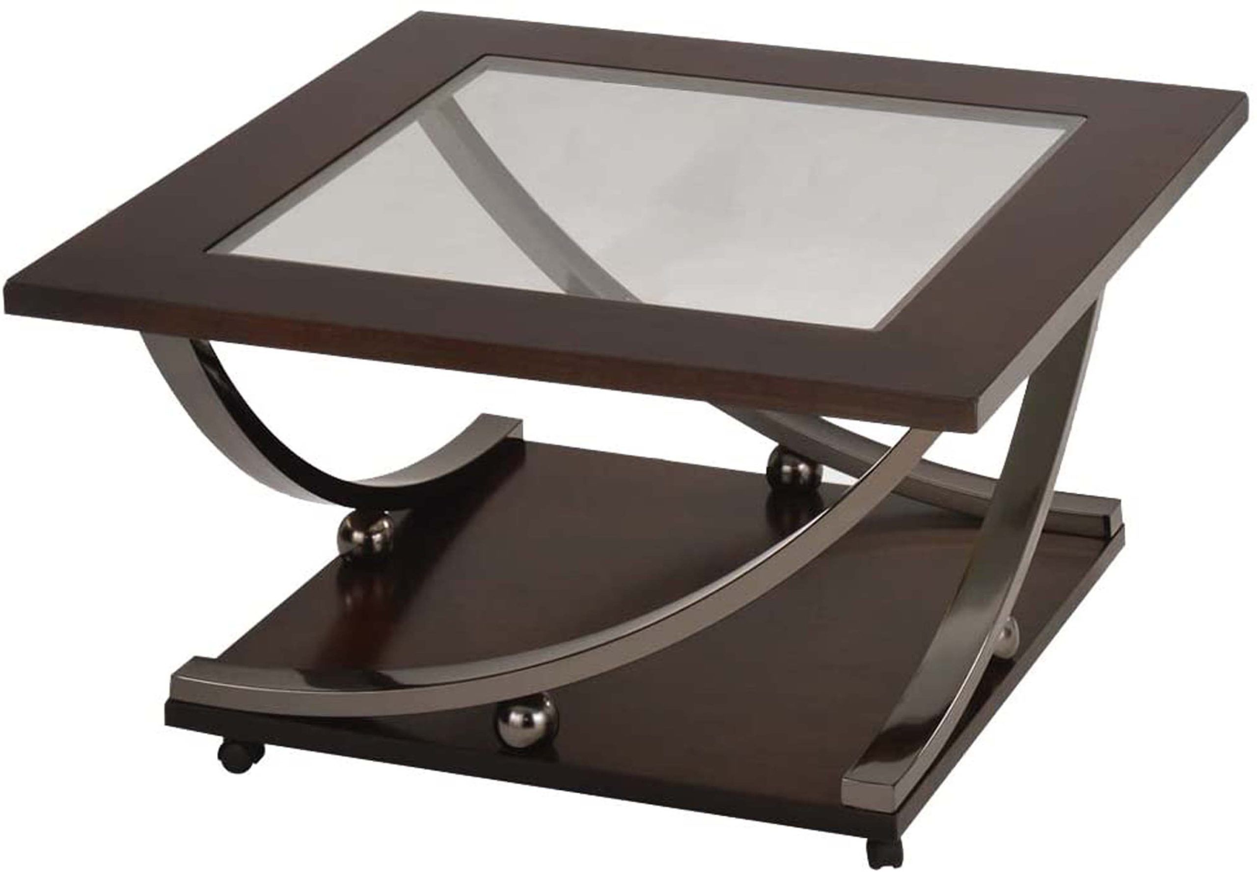 Ivy Bronx Acme Isiah Coffee Table In Black Nickel & Clear Glass 80355 ... intended for Designing with Isiah Coffee Table Black Nickel Clear Glass A Practical Guide