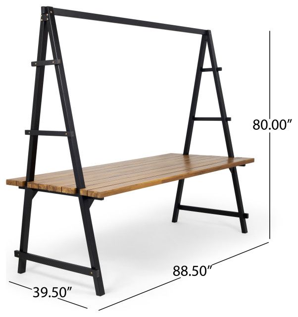 Jenny Outdoor Acacia Wood And Iron Planter Dining Set - Industrial ... regarding Understanding the Care and Maintenance of Your Jenny Outdoor Planter Set