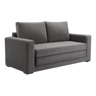 Jide Gray Velvet Polyester Sleeper Sofa - Transitional - Sleeper Sofas ... for Jide Gray Velvet Polyester Sleeper Sofa
