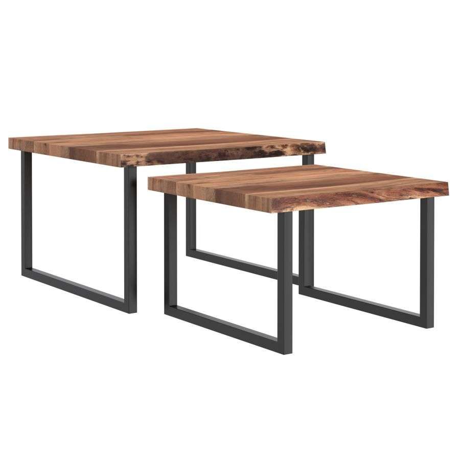 Jivin 2Pc Coffee Table Set In Natural And Black Mississauga throughout Elevate Your Space The Charm of Taupe Reclaimed Wood and Black Metal Table Sets