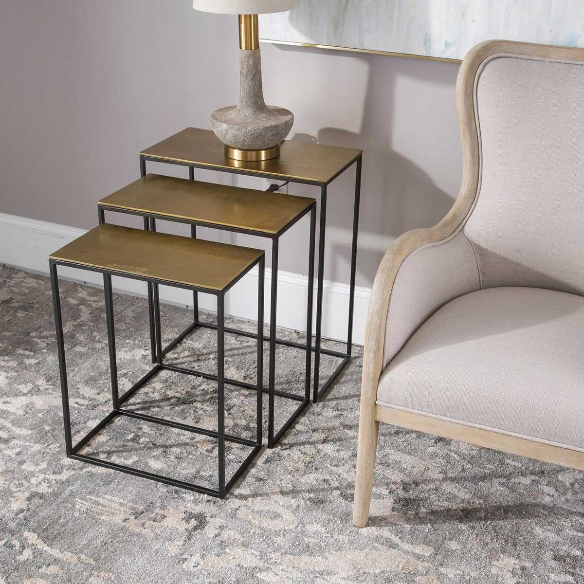 Karina Antique Gold Nesting Tables – Set Of 3 – Exquisite Living with regard to Beverly Nesting Tables, Antique Gold, Gold