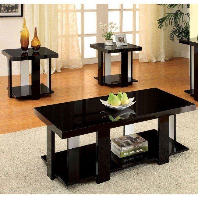 Lakoti 3-Piece Occasional Table Set (Black) By Furniture Of America | Furniturepick with 3 Piece Occasional Table Set, Black Oak
