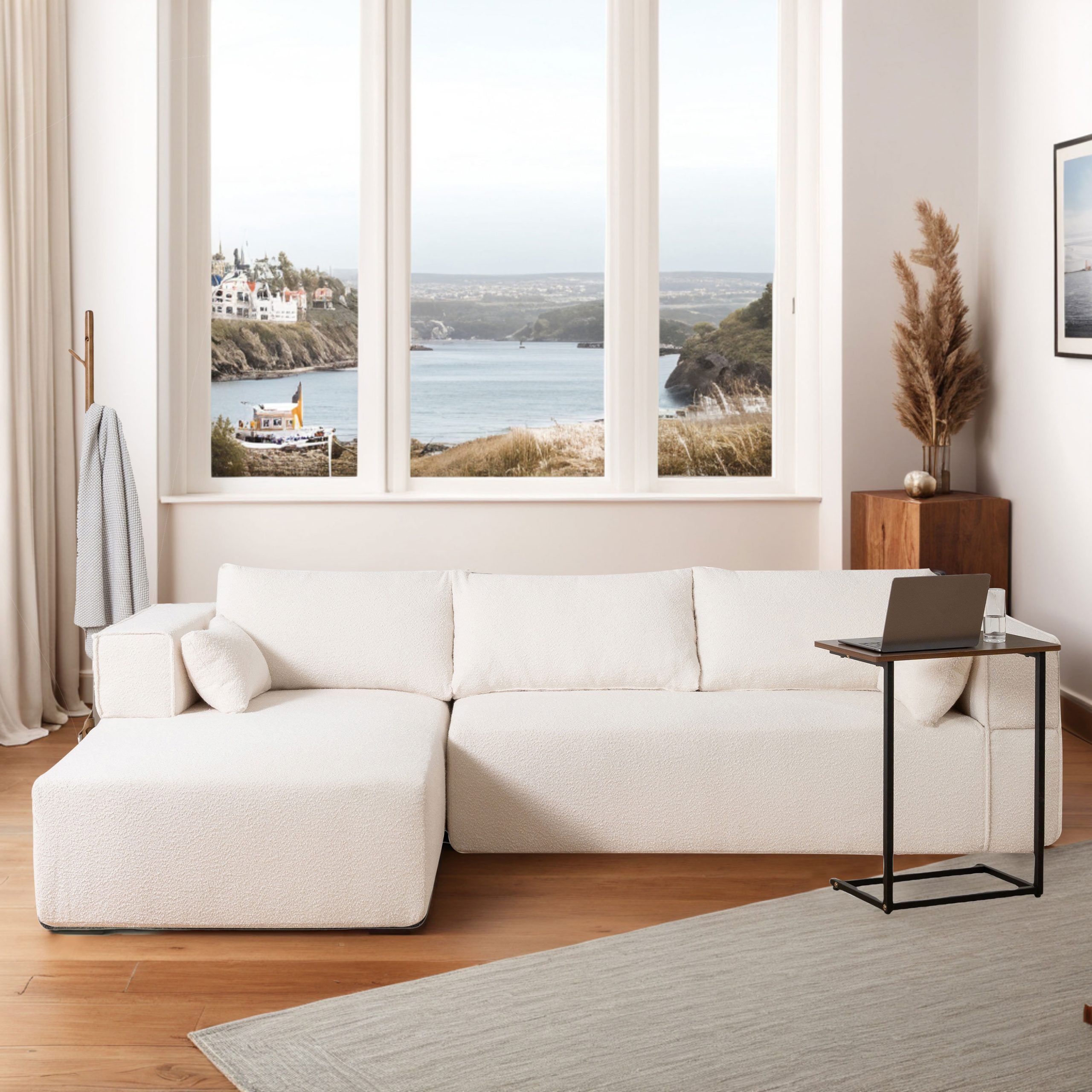Latitude Run® 112Inch 2-Piece Free Combination Sectional-No ... with regard to 2-Piece Modular Sectional Sofa, Soft Crocheted Yarn Fabric, Creamy White