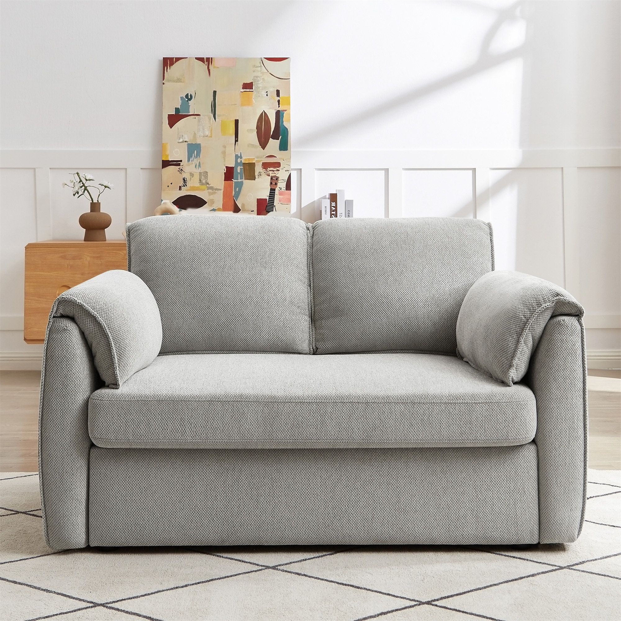 Latitude Run® Chenille Sofa Bed - Modern Convertible Couch With Plush ... in Transforming Small Spaces with a Convertible Chenille Sofa Bed