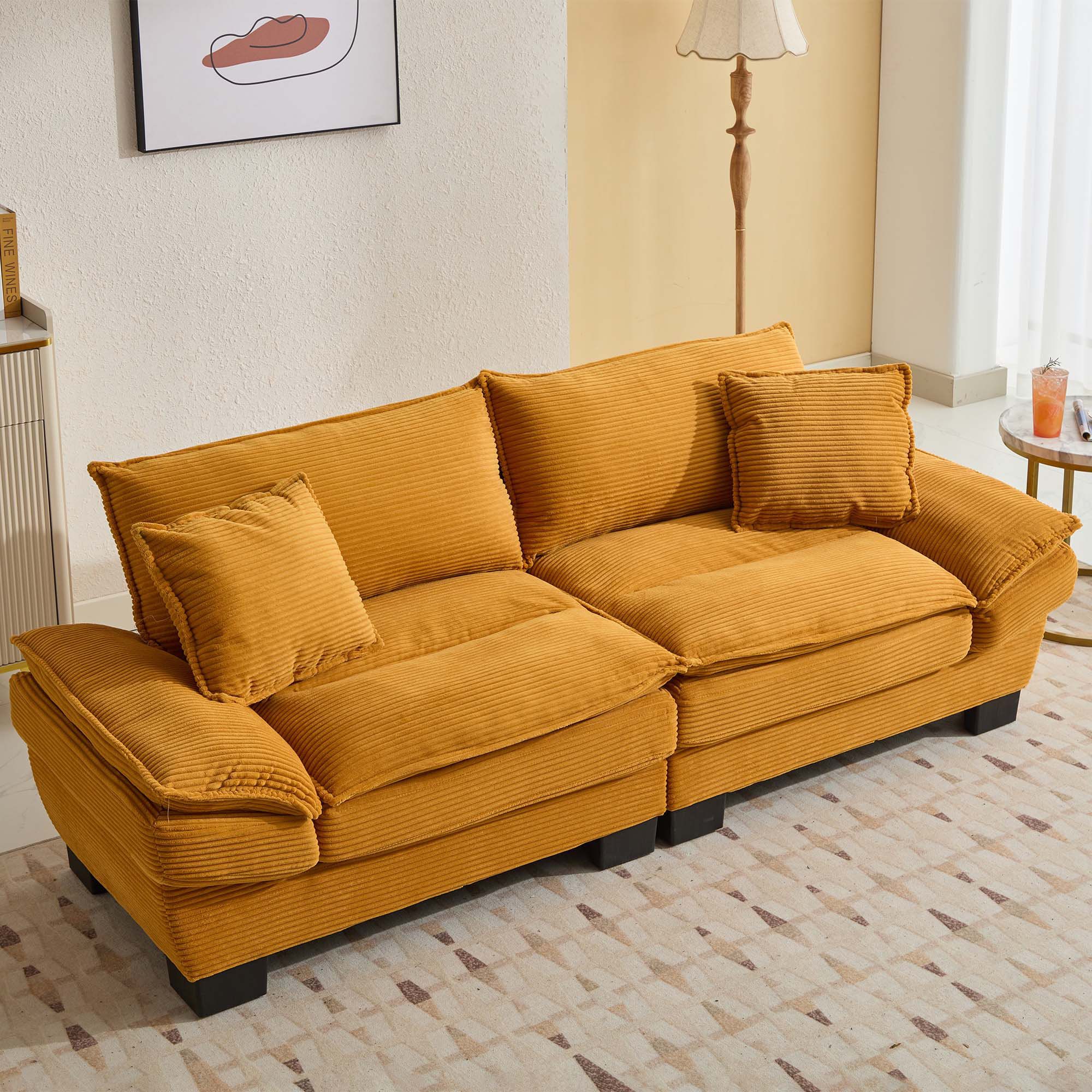 Latitude Run® Corduroy Sofa Sleeper Couch Loveseat Sofa With Pillows ... pertaining to Beyond the Guest Room How to Integrate a Pink Corduroy Sleeper into Your Decor