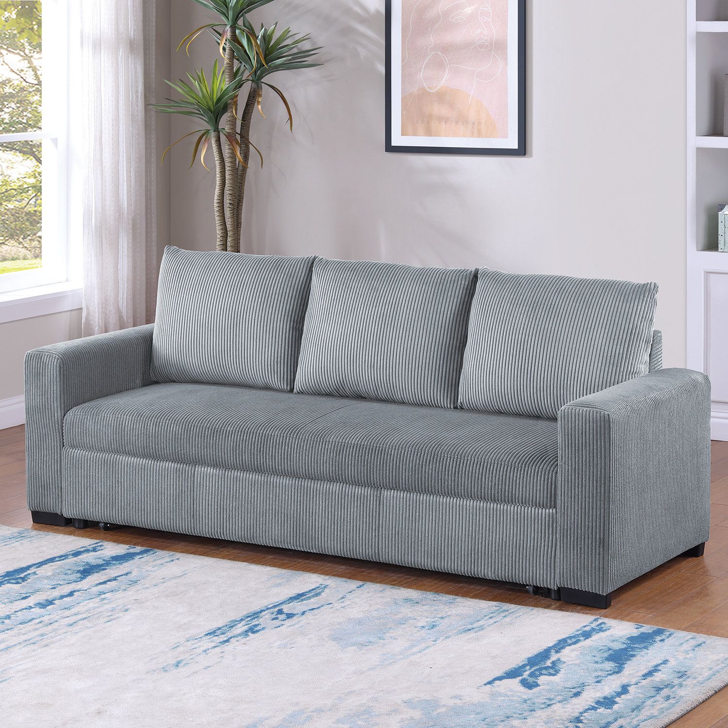 Latitude Run® Corduroy Upholstered Convertible Sofa With Cushion Back In Fog Finish | Wayfair within Choosing the Perfect Corduroy Sofa Your Guide to Convertible Options