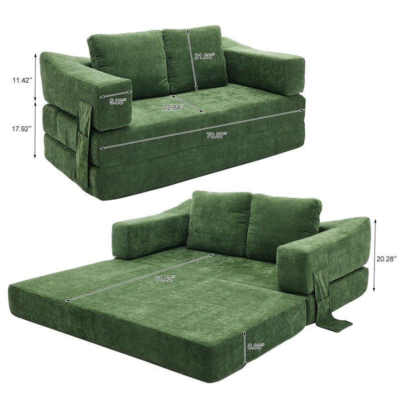 Latitude Run® Dential 70.87" Upholstered Convertible Sleeper Sofa | Wayfair with Radella 69"W Convertible Sleeper Sofa, Gray Linen