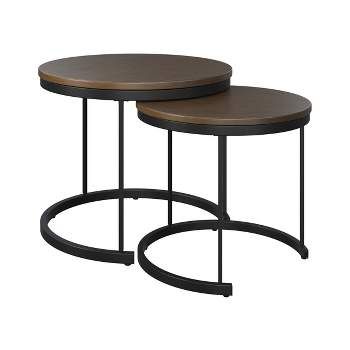 Lavish Home 2-Piece Round Nesting Coffee Tables, Modern Farmhouse Style ... in Styling Your Living Room with a 2-Piece Nesting Coffee Table