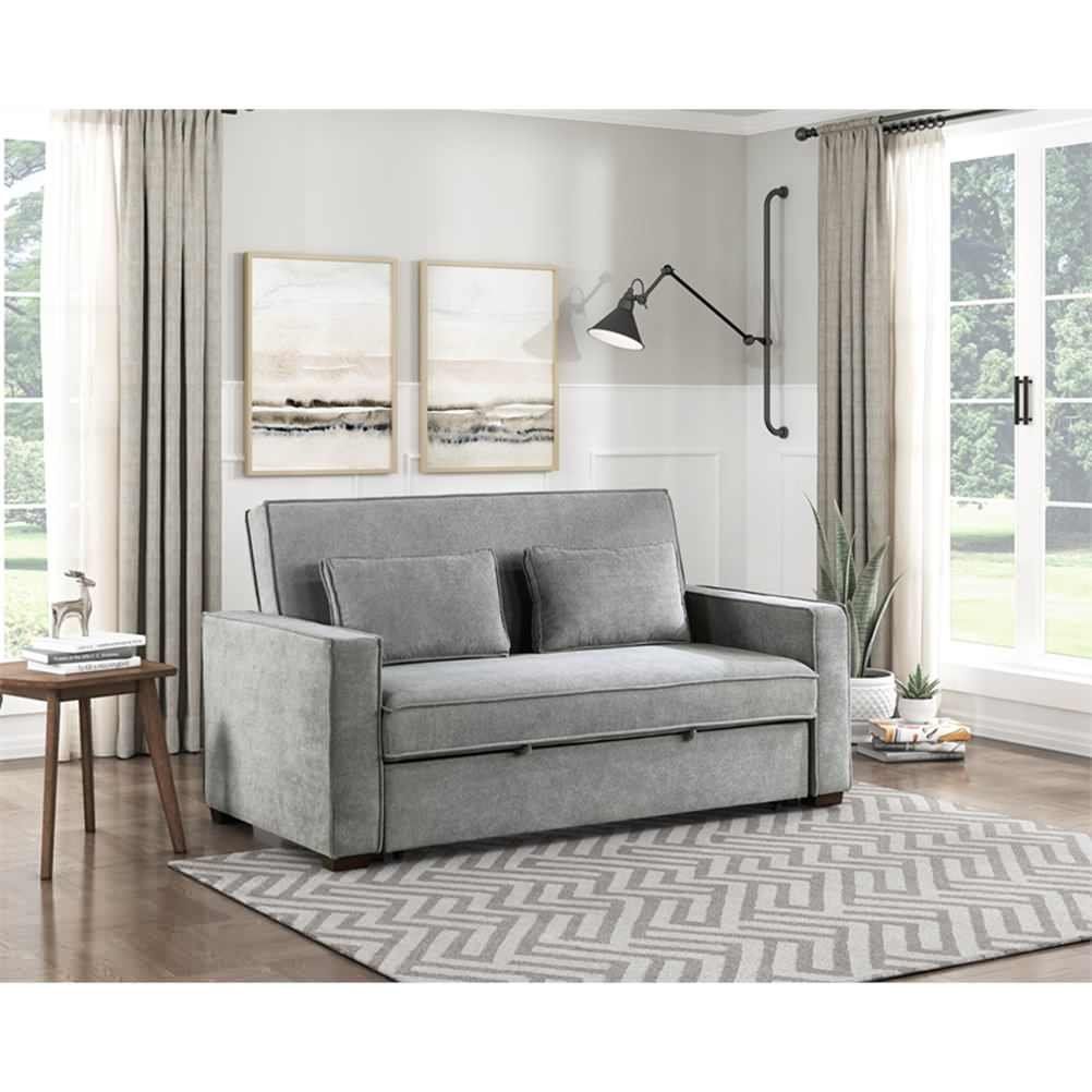 Lexicon Alta Fabric Upholstered Convertible Sofa With Pull Out Bed In ... pertaining to Making Space Work for You The Alta Gray Sofa Bed Guide