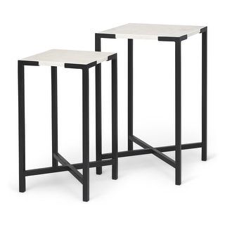 Lucas Iii White Marble Top With Black Iron Frame Accent Tables - Large ... with regard to Styling Your Space with the Lucas III Accent Table Set