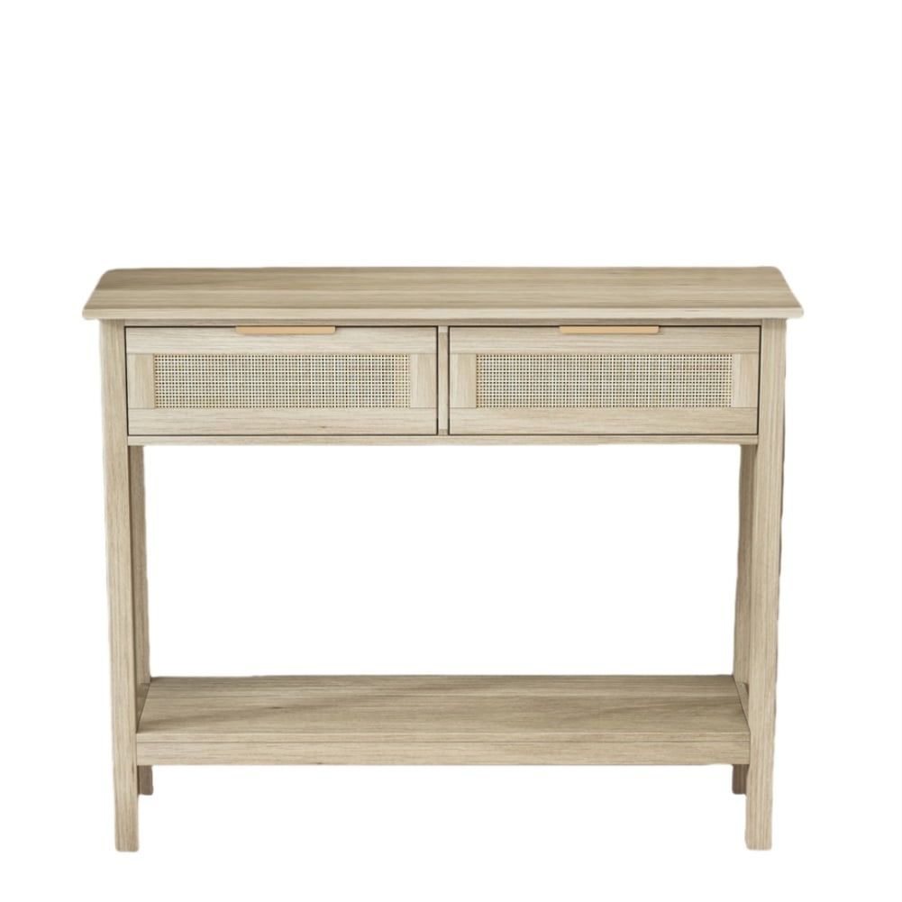 Luku Console Table With 2 Rattan Drawer And Bottom Storage Shelf ... in Unlocking the Potential of Your Blue Farmhouse Console Table for Storage