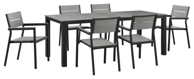 Maine 7-Piece Outdoor Aluminum Dining Set - Transitional - Outdoor ... with A Guide to Pairing Seating and Decor with Your Brown Gray Dining Set