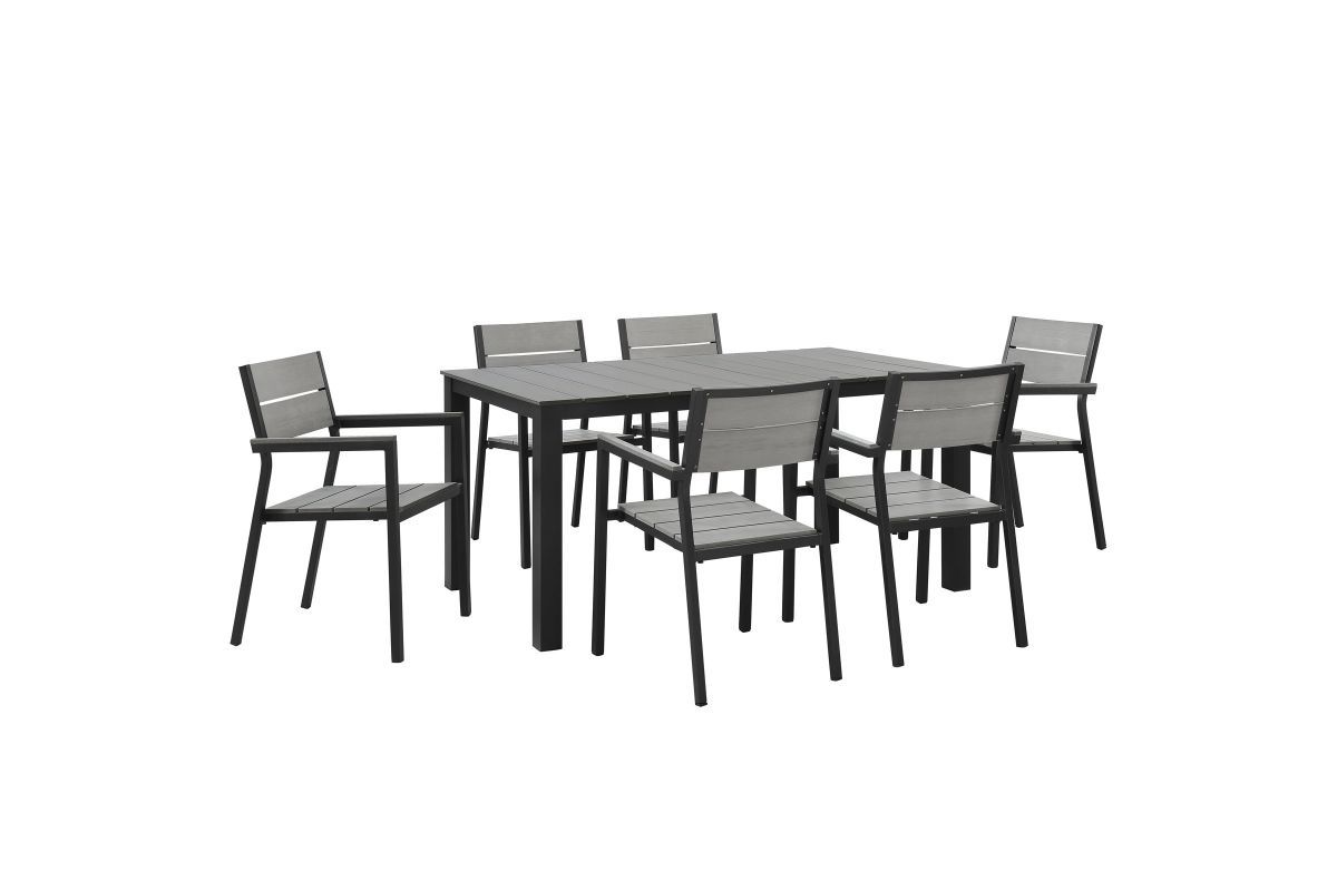 Maine 7 Piece Outdoor Patio Dining Set In Brown Gray At Gardner-White with regard to Maine 7-Piece Outdoor Aluminum Dining Set, Brown Gray