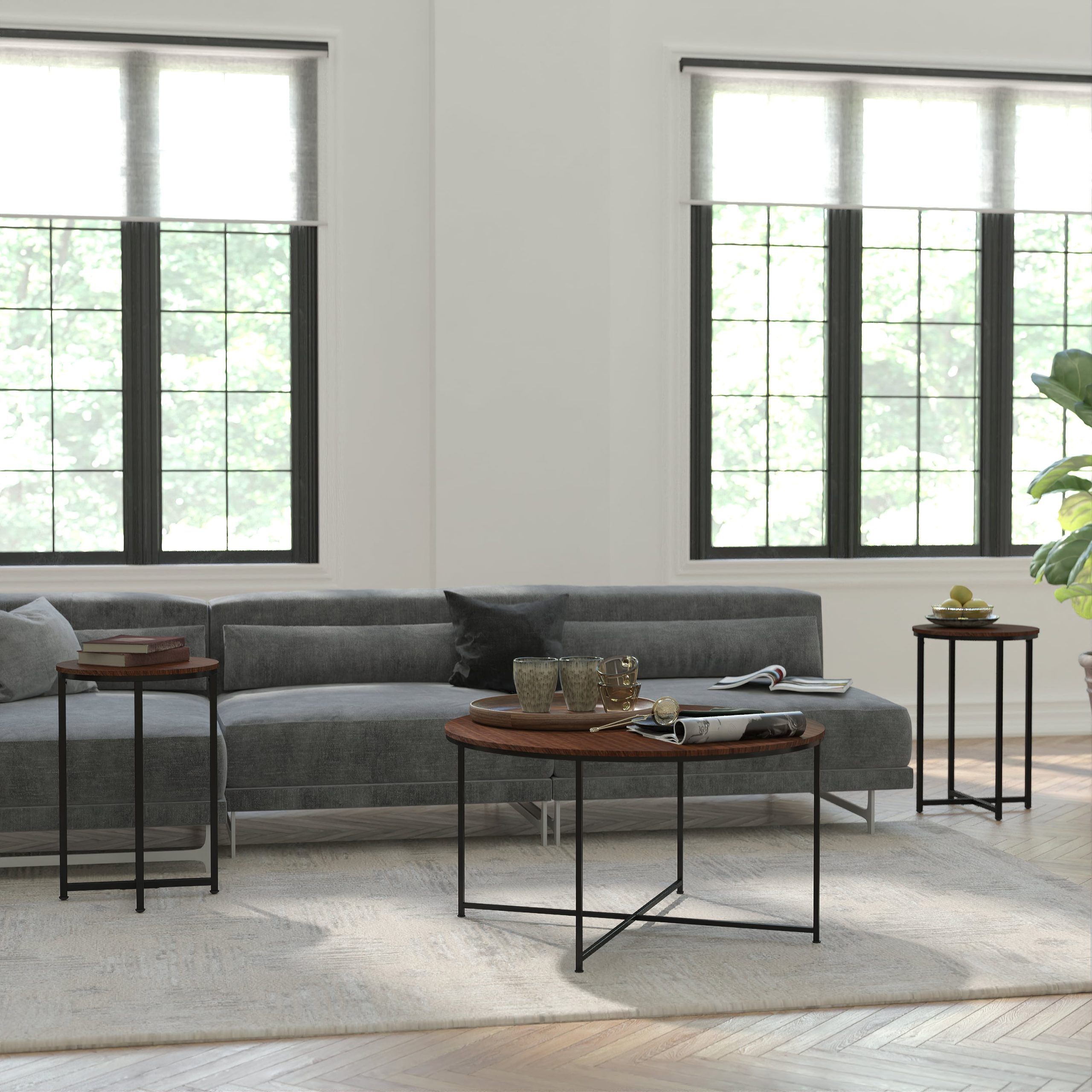 Masada Rugs Modern 3 Piece Coffee And 2 End Table Set, Black Crisscross ... throughout A Closer Look at the Soho 2 Piece Modern Coffee and End Table Set