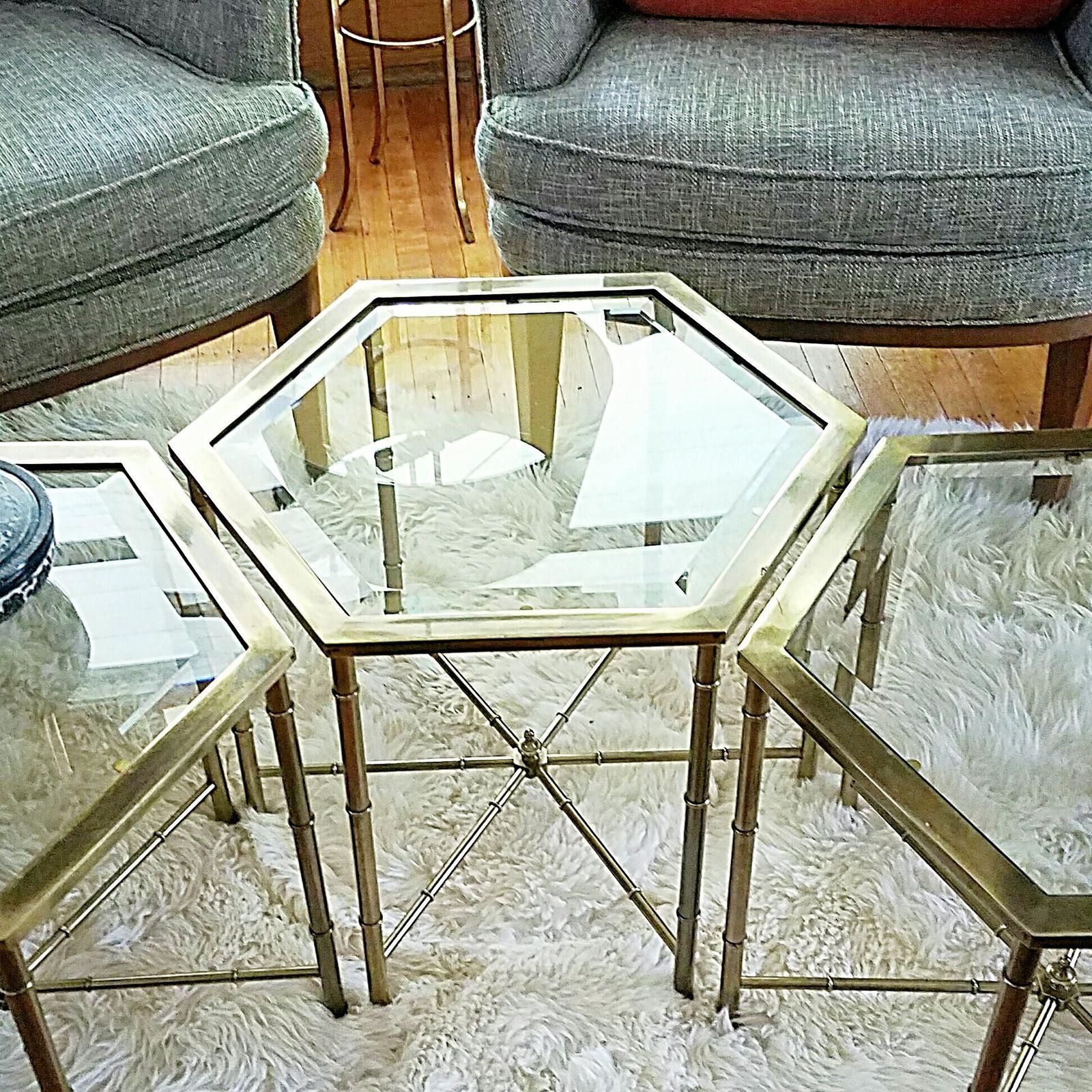 Mastercraft Mid Century Brass Glass Coffee Tables - Set Of 3 - Image 10 ... in Integrating Neo Coffee Tables A Guide to Creating a Cohesive Space