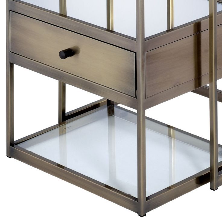 Metal And Glass 2 Piece Nesting Table Set, Brown And Clear - Bm157311 | Nesting Tables, Table ... regarding Andover 2-Piece Nesting Table Set, Clear Glass And Gold