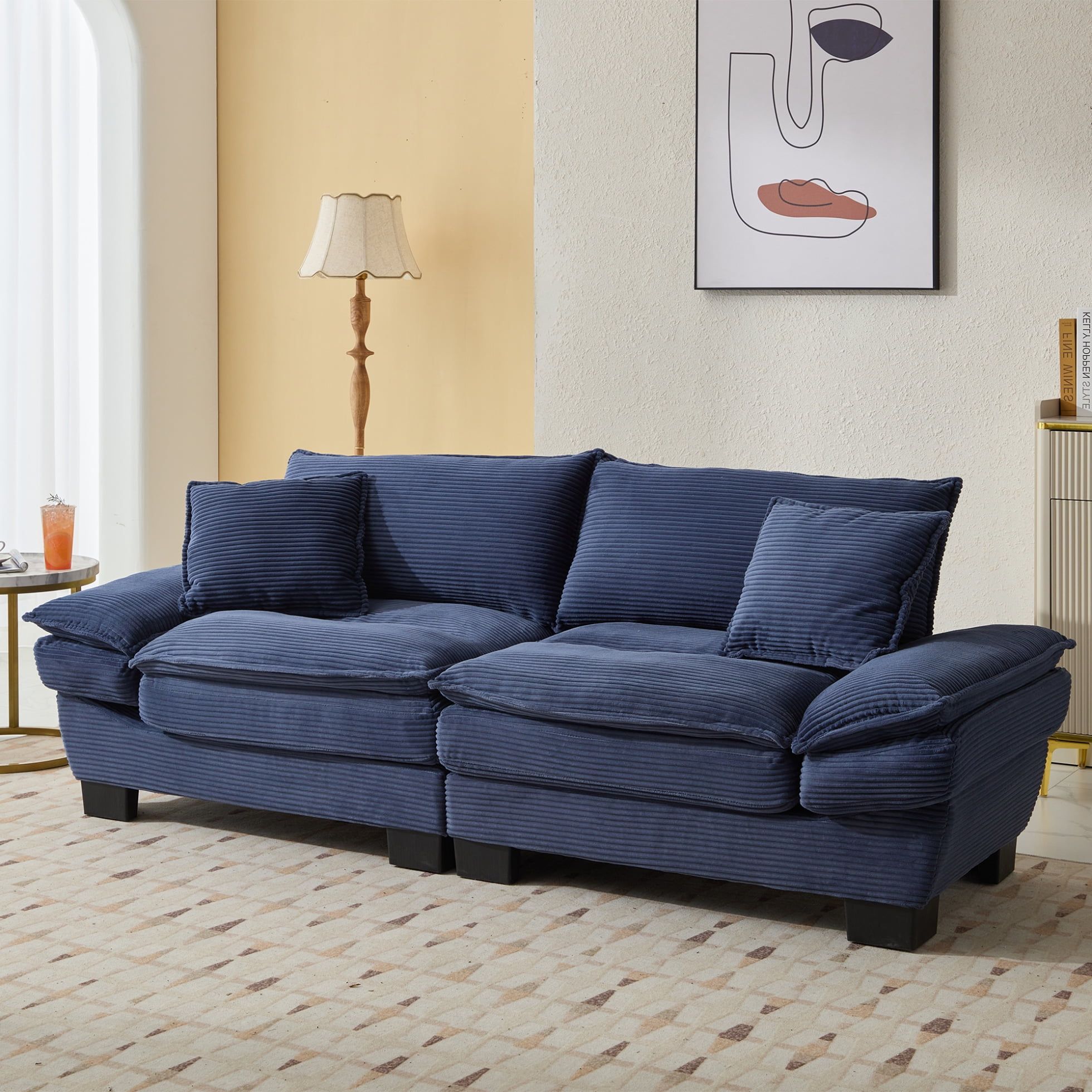 Modern Corduroy Sofa Sleeper Couch Loveseat Sofa With 2 Pillows And ... pertaining to Beyond the Guest Room How to Integrate a Pink Corduroy Sleeper into Your Decor