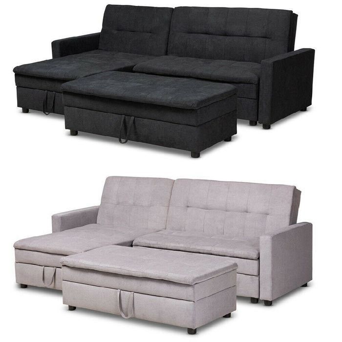 Modern Gray Upholstered Left-Facing Storage Sectional Sleeper Sofa With ... pertaining to Transform Your Living Space with a Versatile Sectional